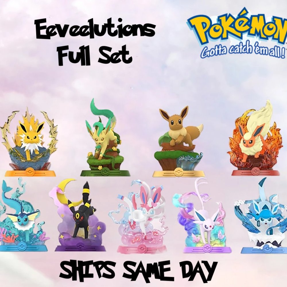 ✅ Official Pokémon Eevee Eeveelutions 9 Piece Figures Set Toy Sylveon & More NEW